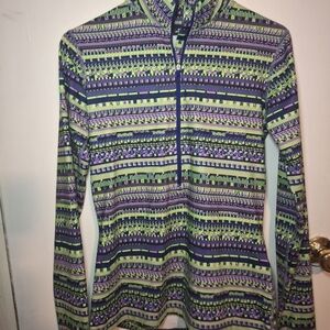 Nike‎ Pro Green and Purple Quarter-Zip Top